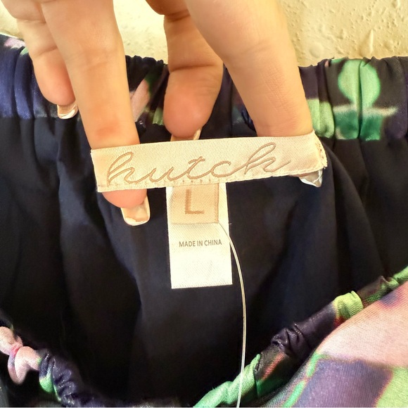 Hutch Bow Navy Multi Floral Babydoll Mini Dress Size Large NWT - Picture 12 of 14